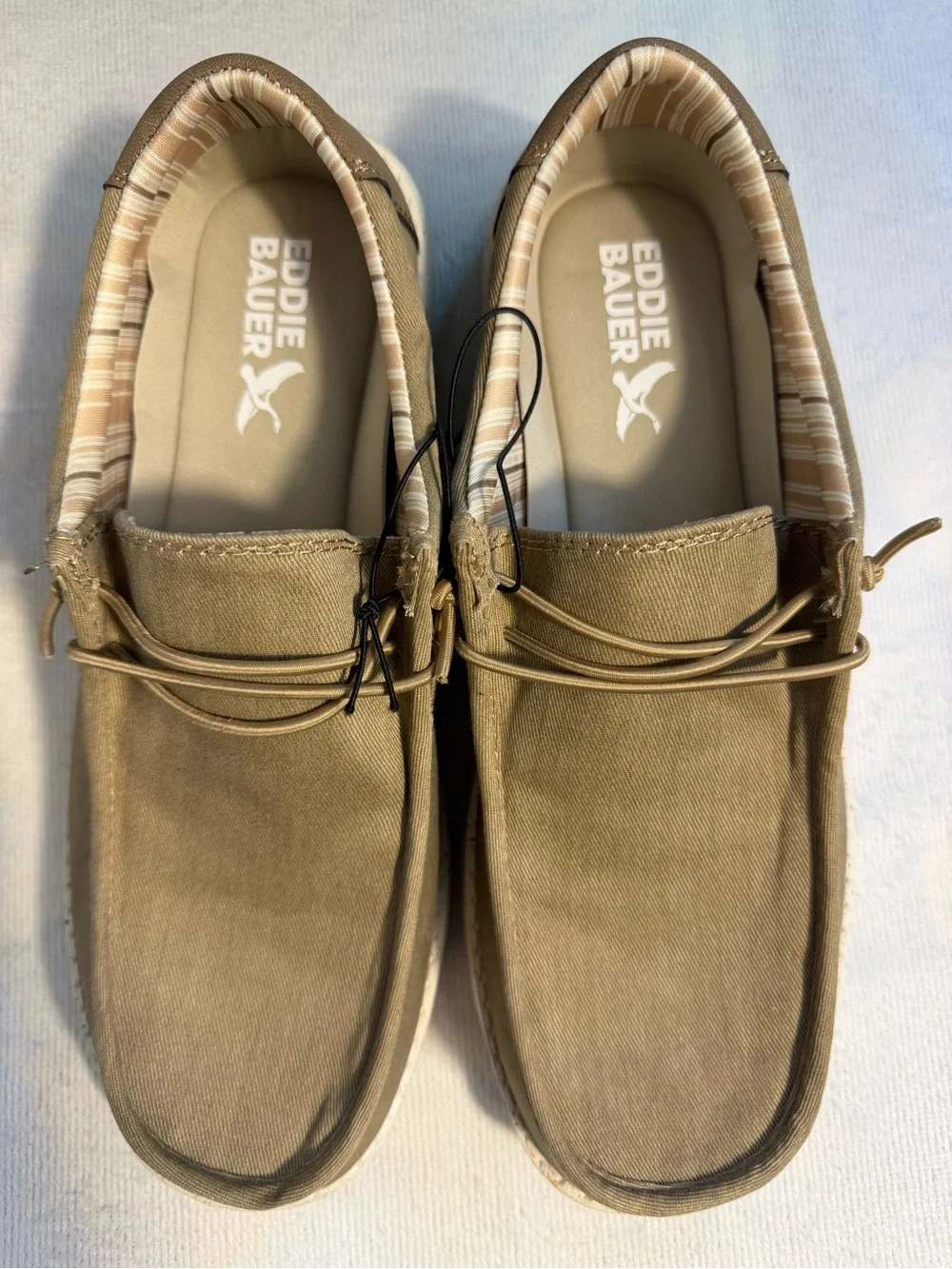 Eddie Bauer Men’s Brown Canvas Slip-On Loafers Size 9 NWOT Casual Comfort Shoes